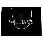 モノグラパーソナライズされたムと名前ブラック ラージペーパーバッグ (正面)