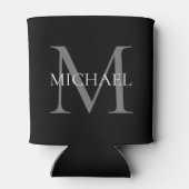 モノグラパーソナライズされたムと名前ブラック 缶クーラー (裏面)