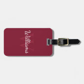 モノグラパーソナライズされたムと名前Burgundy Red ラゲッジタグ (正面横)