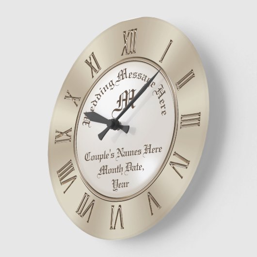 モノグラパーソナライズされたムと壁結婚時計の贈り物 ラージ壁時計 (傾斜)
