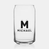 モノグラパーソナライズされたムイニシャルと名モダン前 ガラス缶 (正面)