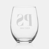 モノグラパーソナライズされたムイニシャル名前をカスタムする ステムなしワイングラス (裏面)
