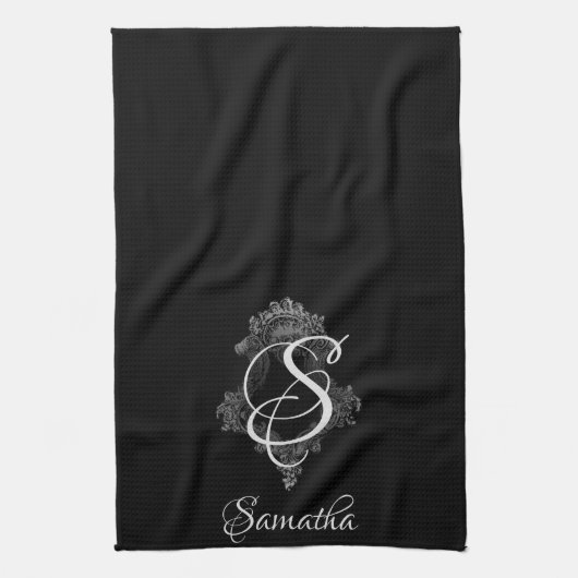 モノグラパーソナライズされたムイニシャル キッチンタオル (縦)