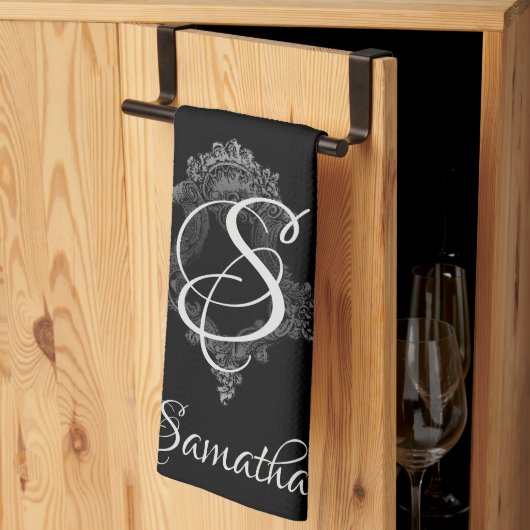 モノグラパーソナライズされたムイニシャル キッチンタオル (三つ折り)