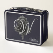 モノグラパーソナライズされたムイニシャル メタルランチボックス (裏面)