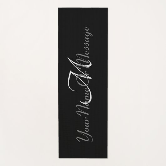 モノグラパーソナライズされたムエレガントブラックヨガマット ヨガマット (正面)