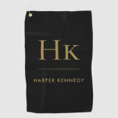 モノグラパーソナライズされたムエレガントブラック ゴルフタオル (正面)