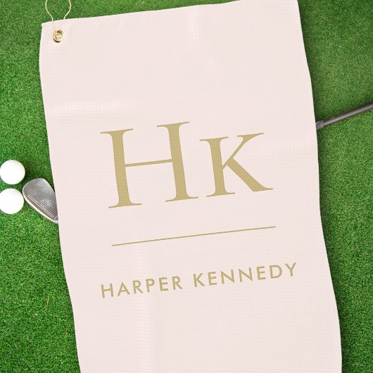 モノグラパーソナライズされたムエレガント赤面ピンク金ゴールド ゴルフタオル