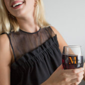 モノグラパーソナライズされたムカスタムイニシャル名エレガント ステムなしワイングラス