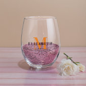 モノグラパーソナライズされたムカスタムイニシャル名エレガント ステムなしワイングラス