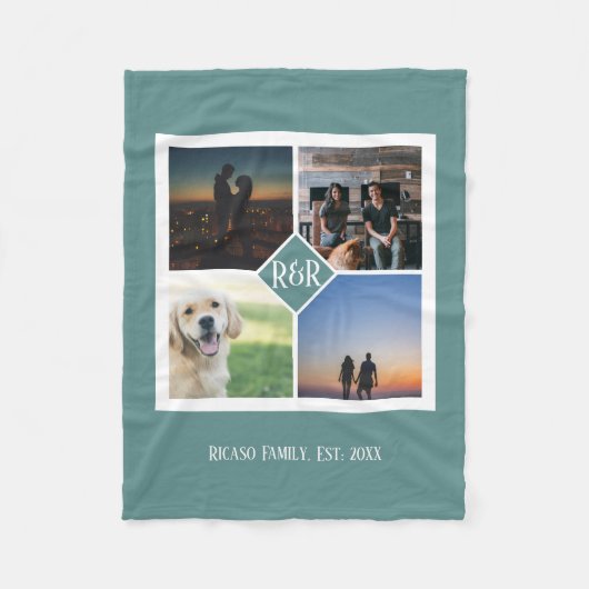 モノグラパーソナライズされたムカスタム4 Photo Collage フリースブランケット (正面)