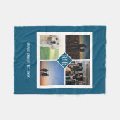 モノグラパーソナライズされたムカスタム4 Photo Collage フリースブランケット (正面(横))