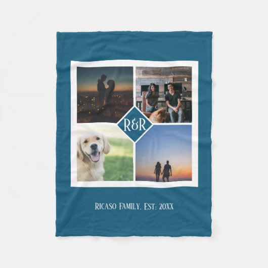 モノグラパーソナライズされたムカスタム4 Photo Collage フリースブランケット (正面)