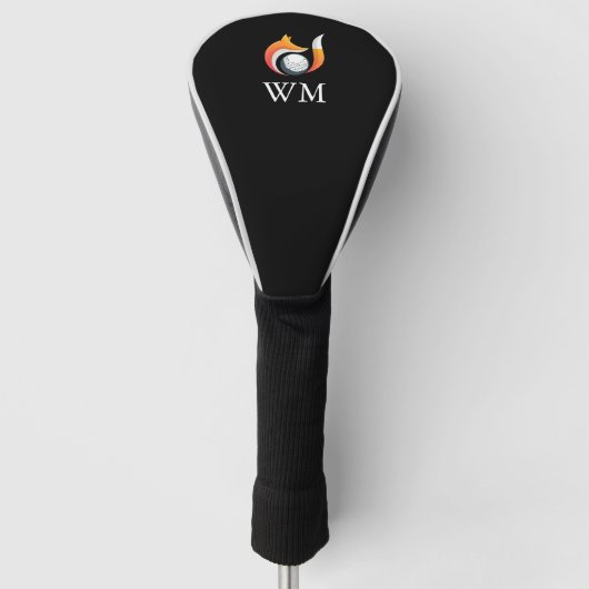 モノグラパーソナライズされたムスタイリッシュキツネ及びボール ゴルフヘッドカバー (正面)