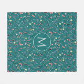 モノグラパーソナライズされたムフローラ フリースブランケット (正面(横))