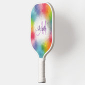 モノグラパーソナライズされたムモダンカラフルテンプレート ピックルボールラケット (左)