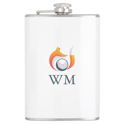 モノグラパーソナライズされたムモダンキツネ及びゴルフボール フラスク (正面)
