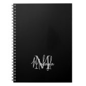 モノグラパーソナライズされたムモダンブラック ノートブック (正面)