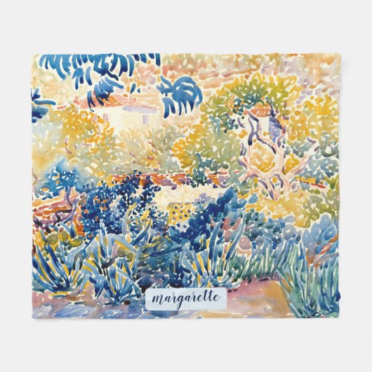 モノグラパーソナライズされたムモダン名作家庭園 フリースブランケット (正面(横))