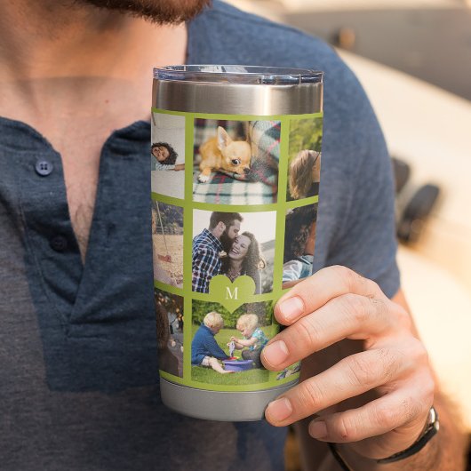モノグラパーソナライズされたムモダン数々の写真コラージュ 保温保冷タンブラー