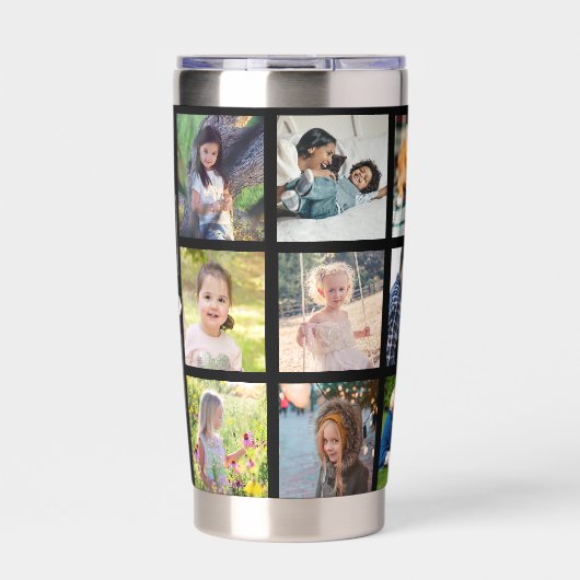 モノグラパーソナライズされたムモダン数々の写真コラージュ 保温保冷タンブラー (正面)