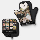 モノグラパーソナライズされたムモダン数々の写真コラージュ 鍋つかみ&鍋敷きセット (正面/裏面)