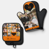 モノグラパーソナライズされたムモダン数々の写真コラージュ 鍋つかみ&鍋敷きセット (正面/裏面)