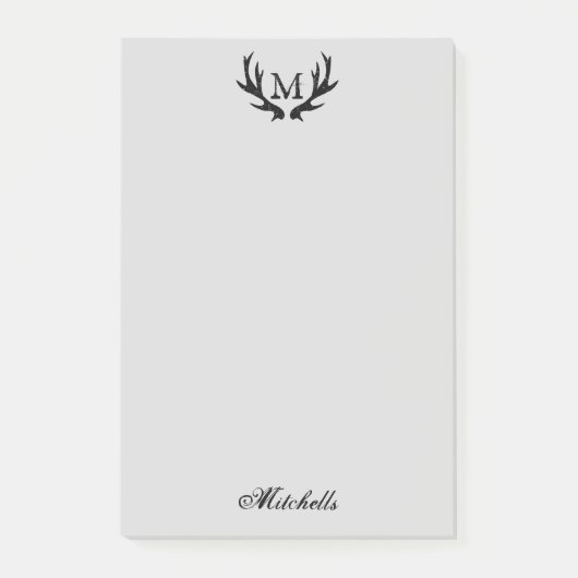 モノグラパーソナライズされたムヴィンテージの〔雄ジカの〕枝角 ポストイット (正面)