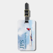 モノグラパーソナライズされたム付き飛行機 ラゲッジタグ (正面縦)