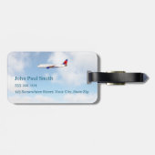 モノグラパーソナライズされたム付き飛行機 ラゲッジタグ (裏面横)