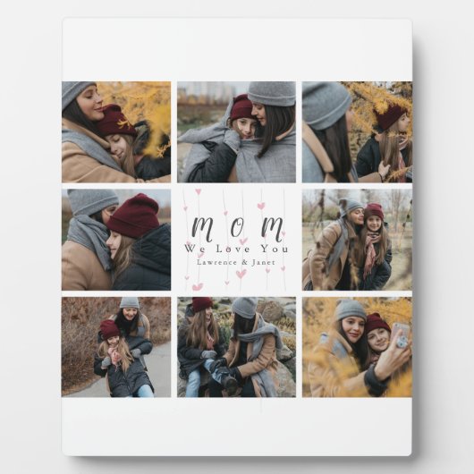 モノグラパーソナライズされたム写真コラージュマザーファミリー フォトプラーク (正面)