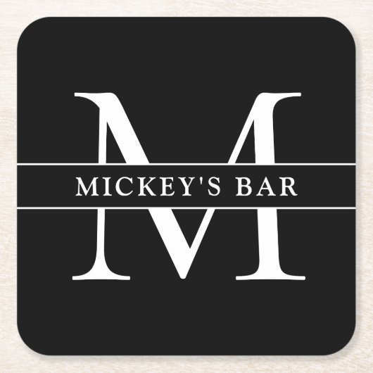 モノグラパーソナライズされたム名 スクエアペーパーコースター (正面)