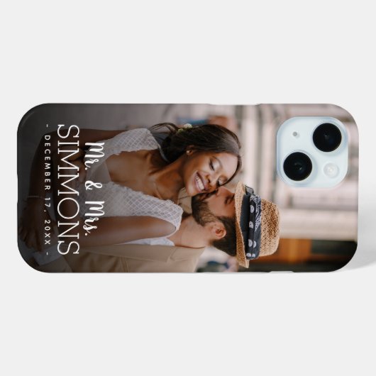 モノグラパーソナライズされたム夫妻の写結婚真 Case-Mate iPhoneケース (裏面 (横))