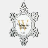 モノグラパーソナライズされたム新着金ゴールド スノーフレークピューターオーナメント (右)