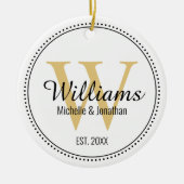 モノグラパーソナライズされたム新着金ゴールド セラミックオーナメント (正面)