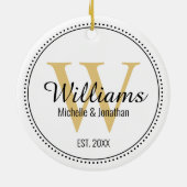 モノグラパーソナライズされたム新着金ゴールド セラミックオーナメント (裏面)