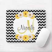 モノグラパーソナライズされたム白黒シェブロンデイジー マウスパッド (マウス)