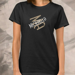 モノグラパーソナライズされたム白黒ベージュ名 Tシャツ