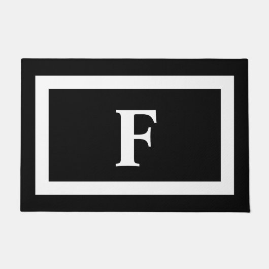 モノグラパーソナライズされたム白黒 ドアマット (正面)