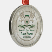 モノグラパーソナライズされたム結婚のクリスマスオーナメント メタルオーナメント (右)