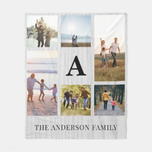 モノグラパーソナライズされたム6フォトコラージュ フリースブランケット