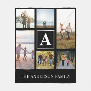 モノグラパーソナライズされたム6フォトコラージュ フリースブランケット