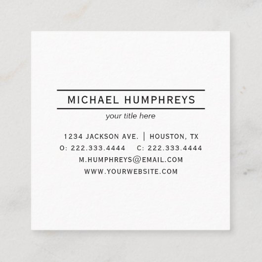 モノグラパーソナライズされたム | ブラック スクエア名刺 (裏面)