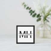 モノグラパーソナライズされたム | ブラック スクエア名刺 (スタンド正面)