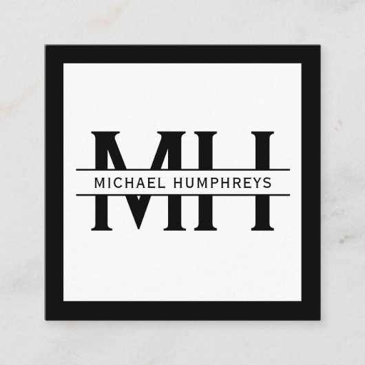 モノグラパーソナライズされたム | ブラック スクエア名刺 (正面)