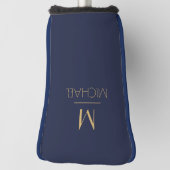 モノグラパーソナライズされたム |名前ネイビー&金ゴールド ゴルフヘッドカバー (回転90)