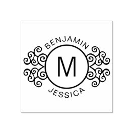 モノグラパーソナライズされたム+名前装飾カスタム ラバースタンプ