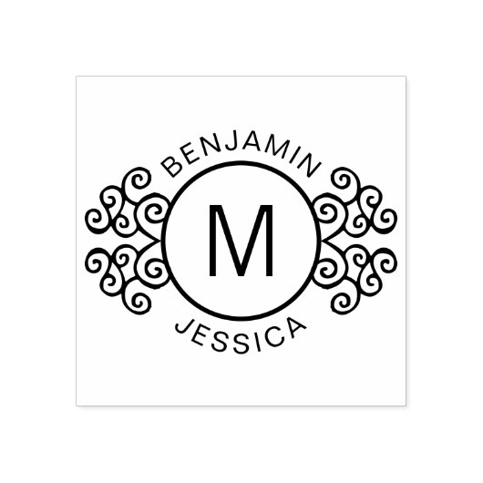 モノグラパーソナライズされたム+名前装飾カスタム ラバースタンプ (インプリント)