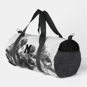 モノグラパーソナライズされたム、白黒サッカー ダッフルバッグ (右コーナー)