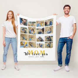 モノグラパーソナライズされたムLove you mom family Photos  フリースブランケット